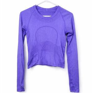 Lululemon Purple Seamless Long Sleeve Crop Top | Athletic Fit Size 4